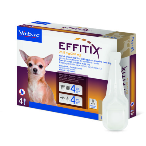 Effitix 26,8 mg/240 mg, roztok pro nakapání na kůži – spot-on pro velmi malé psy
