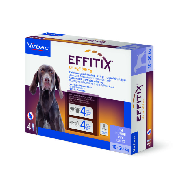 Effitix 134 mg/1200 mg, roztok pro nakapání na kůži – spot-on pro středně velké psy
