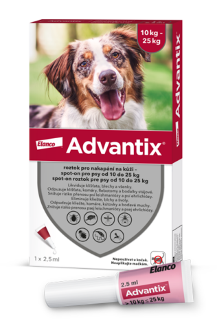 ADVANTIX roztok pro nakapání na kůži – spot-on pro psy od 10 do 25 kg