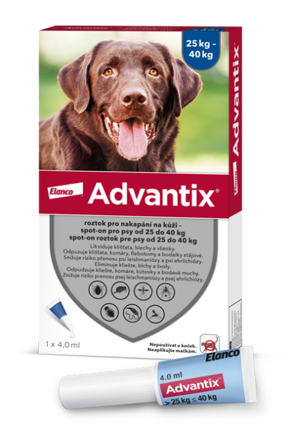 ADVANTIX roztok pro nakapání na kůži – spot-on pro psy od 25 kg do 40 kg