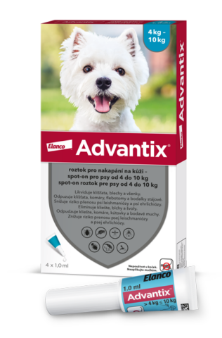 ADVANTIX roztok pro nakapání na kůži – spot-on pro psy od 4 do 10 kg