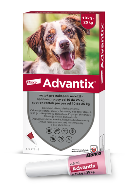 ADVANTIX roztok pro nakapání na kůži – spot-on pro psy od 10 do 25 kg