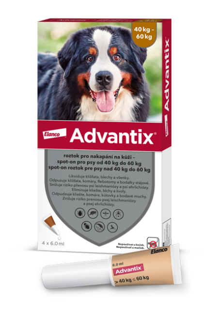 ADVANTIX roztok pro nakapání na kůži – spot-on  pro psy od 40 kg do 60 kg