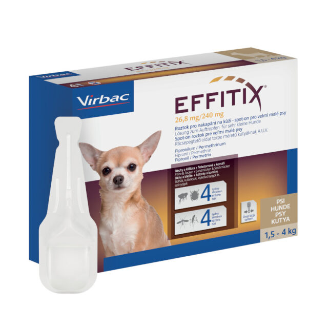 Effitix 26,8 mg/240 mg, roztok pro nakapání na kůži – spot-on pro velmi malé psy