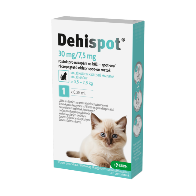 Dehispot 30 mg/7,5 mg roztok pro nakapání na kůži – spot-on pro malé kočky